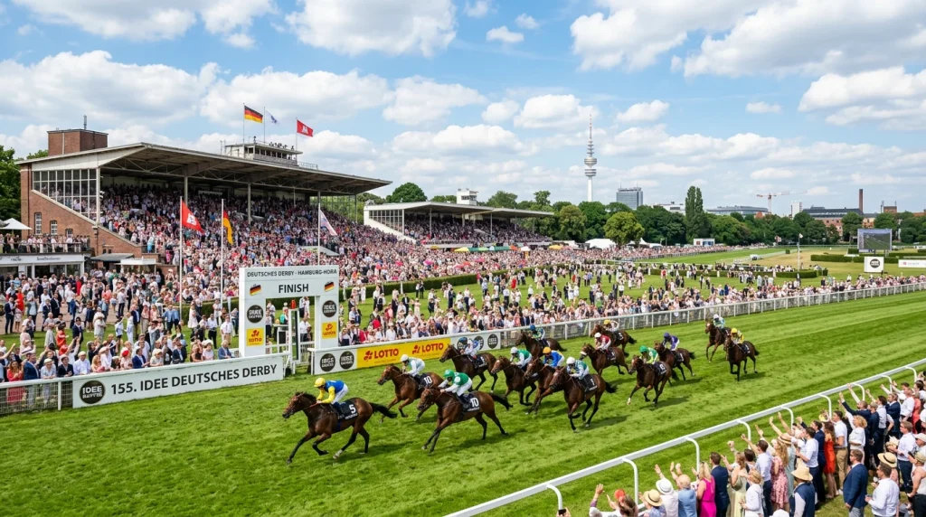 Galopprennen auf der Rennbahn Hamburg-Horn beim Deutschen Derby