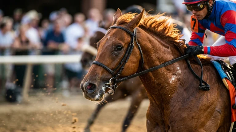 Pferdewetten Analyse mit Racecard und Statistiken auf einem Schreibtisch