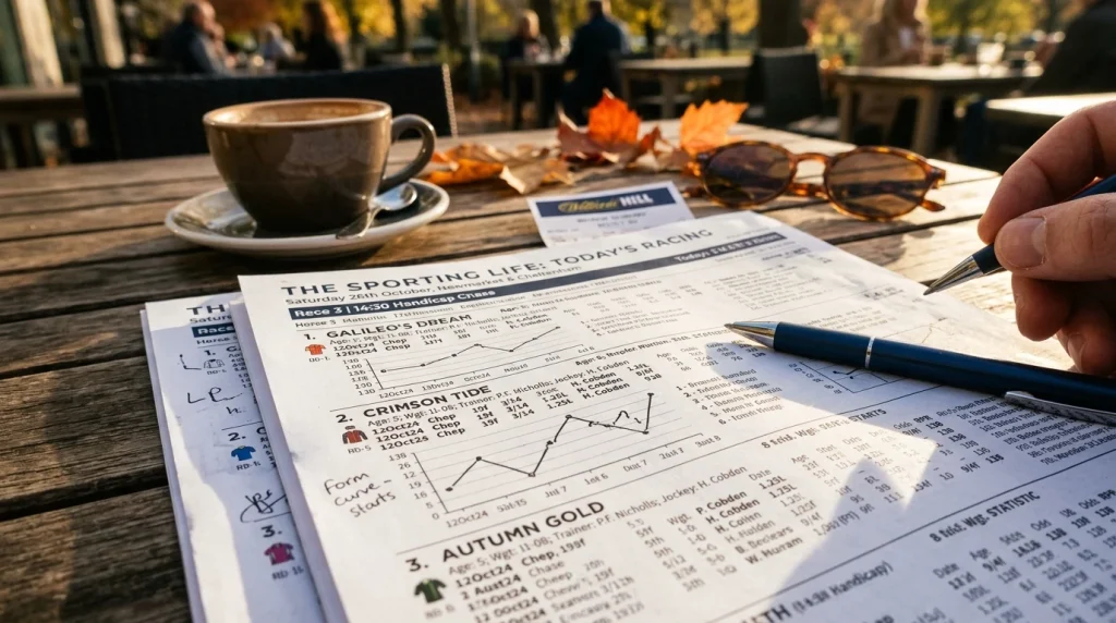Statistik-Datenblatt mit Formkurven und Leistungsdaten von Rennpferden